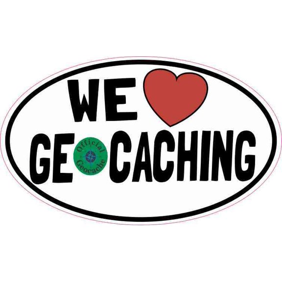 5in x 3in Oval We Love Geocaching Sticker Vinyl Car Window Bumpe