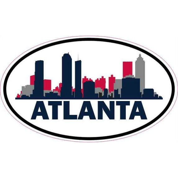 5in x 3in Patriotic Oval Atlanta Skyline Sticker