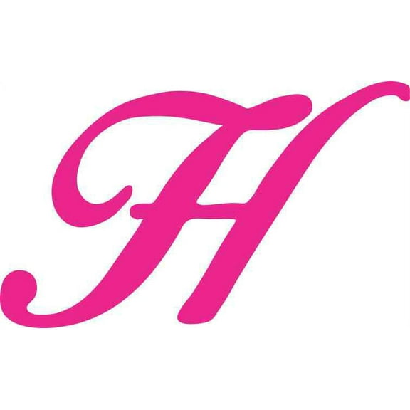 5in x 3in Pink Cursive H Monogram Sticker Fancy Vinyl Vehicle Cup Stickers