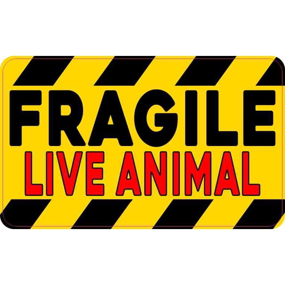 5in x 3in Red Fragile Live Animal Magnet