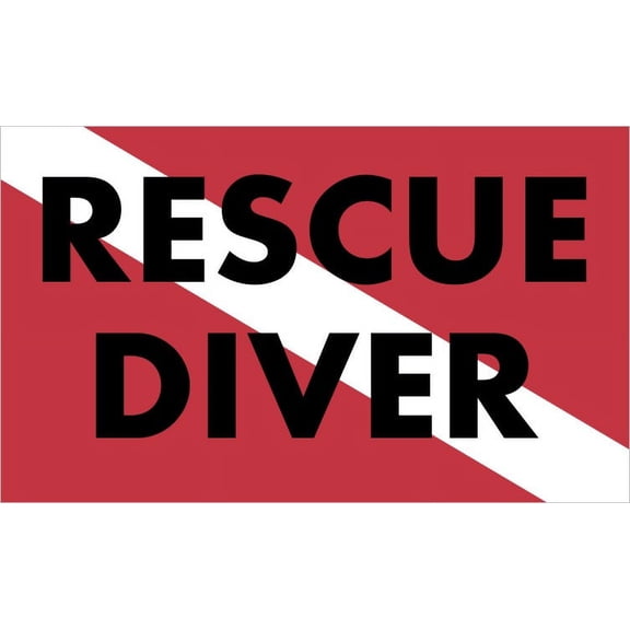 5in x 3in Rescue Diver Down Flag Sticker
