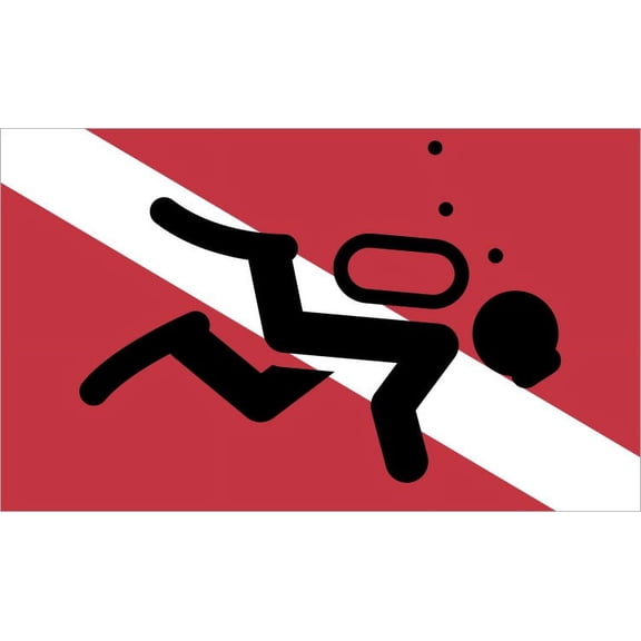5in x 3in Scuba Swimming Diver Down Flag Sticker