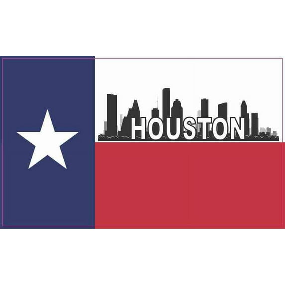 5in x 3in Texas Flag Houston Skyline Sticker