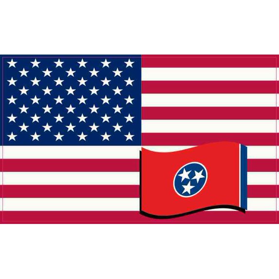 5X3 United States Of America and Tennessee Flag Sticker Patriotic Decal