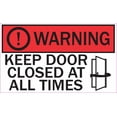 thumbnail image 1 of 5in x 3in Warning Keep Door Closed Sticker Vinyl Sign Symbol Door Decals, 1 of 1