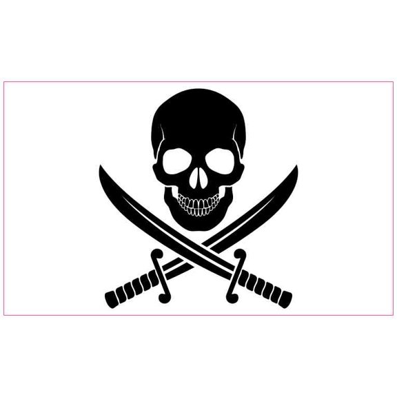 5in x 3in White Background Jolly Roger Sticker