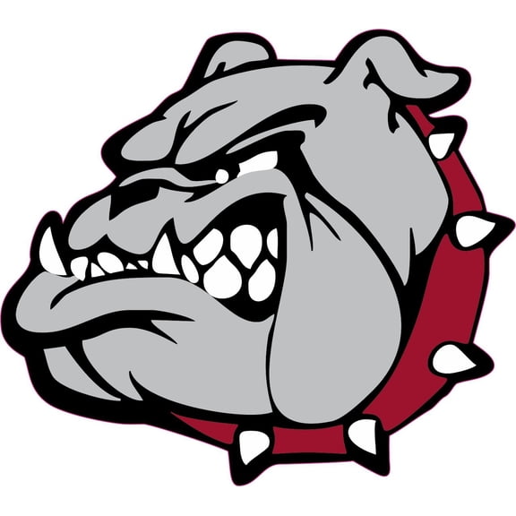 5in x 4.5in Maroon Bull Dog Mascots Bumper Sticker Vinyl Window Decal
