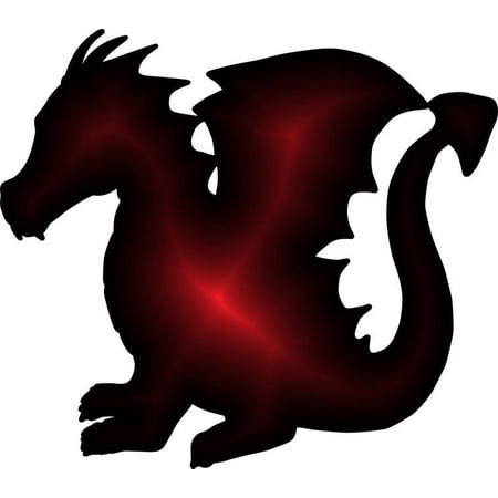 5in x 4.5in Red and Black Dragon Silhouette Sticker