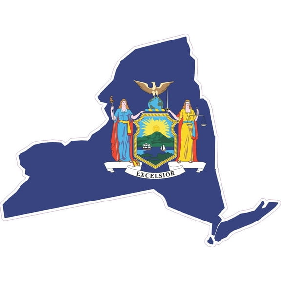5in x 4in Die Cut New York State Flag Sticker Vinyl State Vehicle Decals