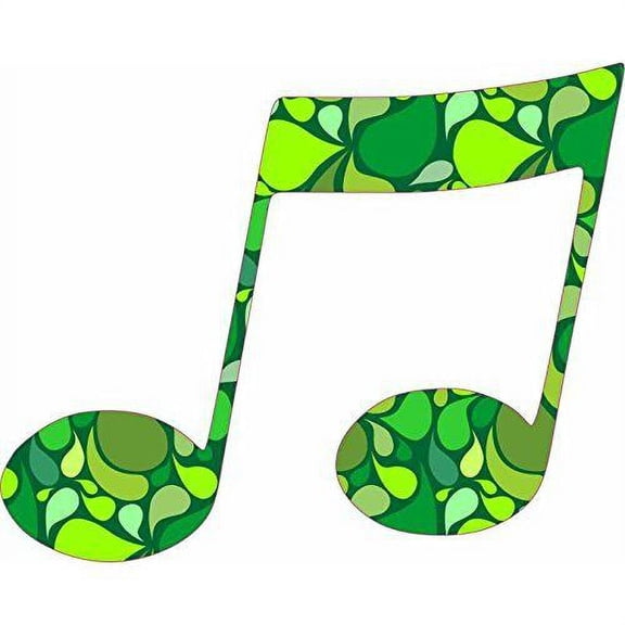 5in x 4in Green Paisley Double Eighth Note Sticker