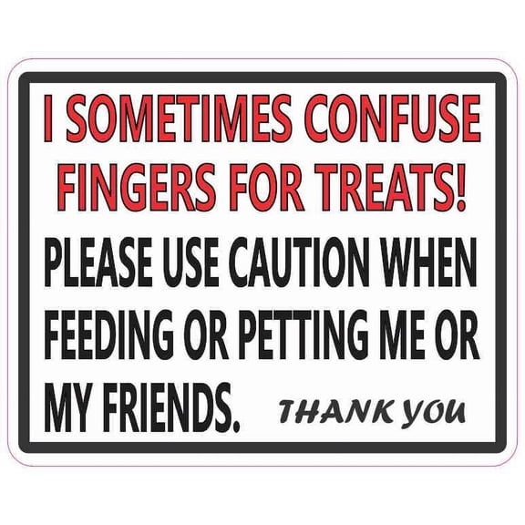 5in x 4in Use Caution When Feeding or Petting Sticker