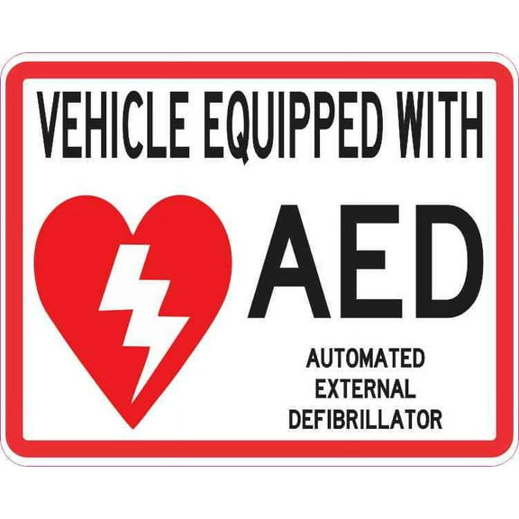 5in x 4in Vehicle Equipped with AED Sticker Vinyl Medical Emergency Sign Decal