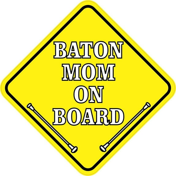 5in x 5in Baton Mom On Board Sticker