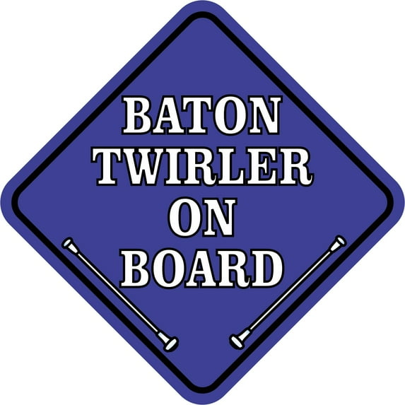 5in x 5in Blue Baton Twirler on Board Sticker