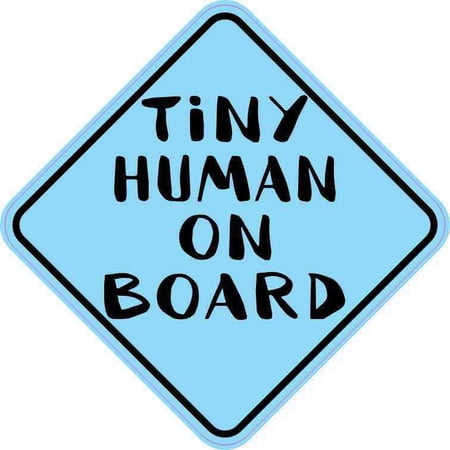 5in x 5in Blue Tiny Human on Board Sticker