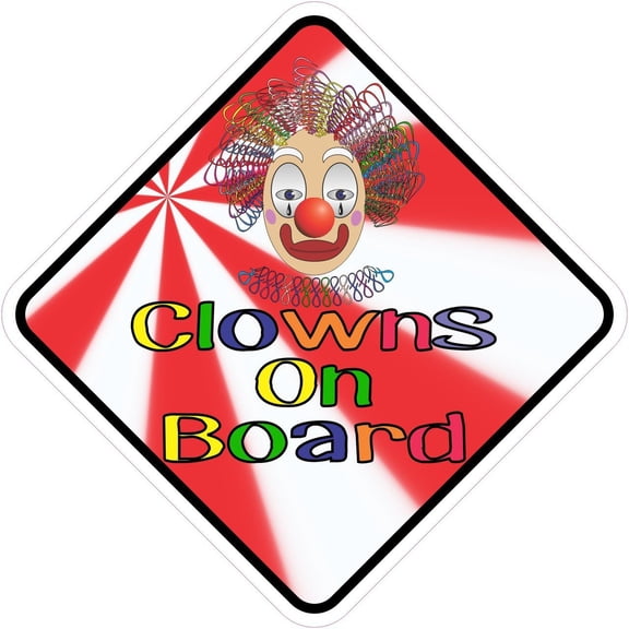 5in x 5in Clowns On Board Sticker