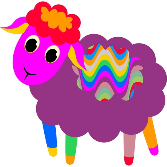 5in x 5in Left Facing Purple Swirl Sheep Bumper Lamb Sticker Stickers Vinyl Ewe Window Decal Decals