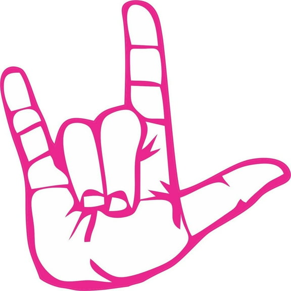 5in x 5in Pink Sign Language I Love You Bumper Sticker Decal Window Stickers Decals ASL