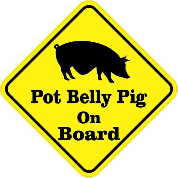 5in x 5in Pot Belly Pig On Board Sticker