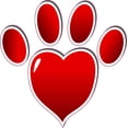 thumbnail image 1 of 5in x 5in Red Heart Paw Print Bumper Sticker Vinyl Vehicle Stick, 1 of 1