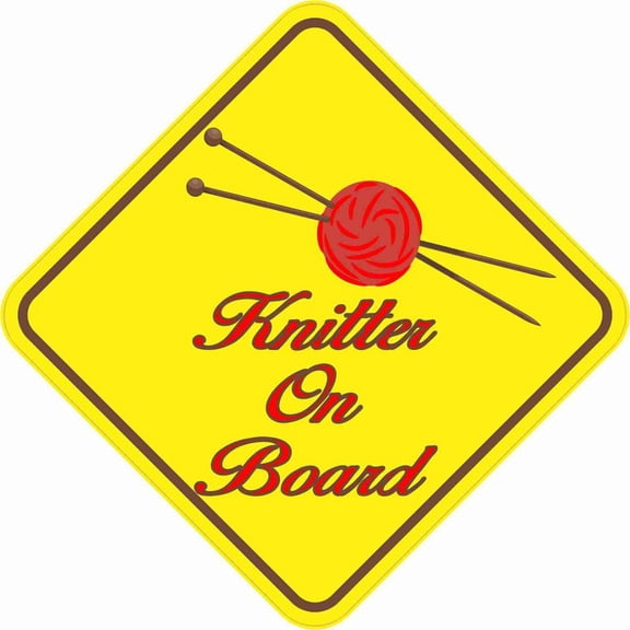 5in x 5in Red Knitter On Board Magnet