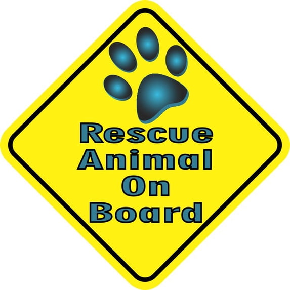 5in x 5in Rescue Animal On Board Magnet