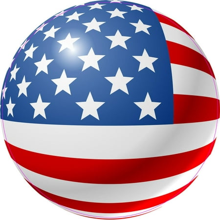 5in x 5in Round American Flag Vinyl Sticker
