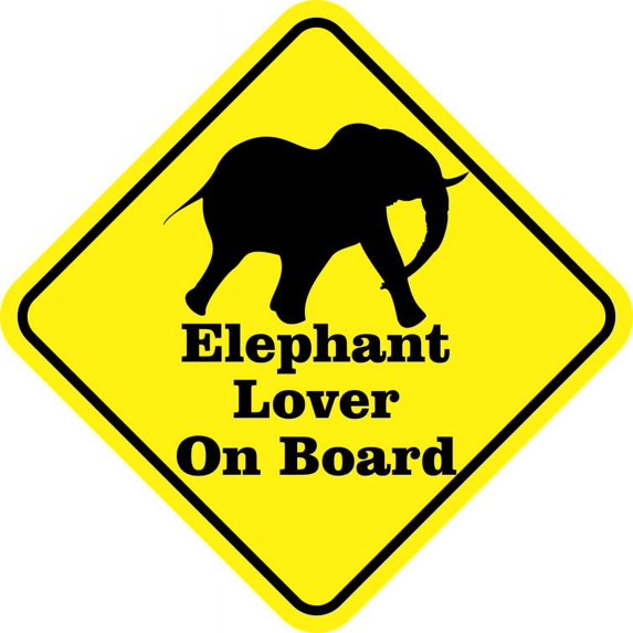 5in x 5in Silhouette Elephant Lover On Board Magnet