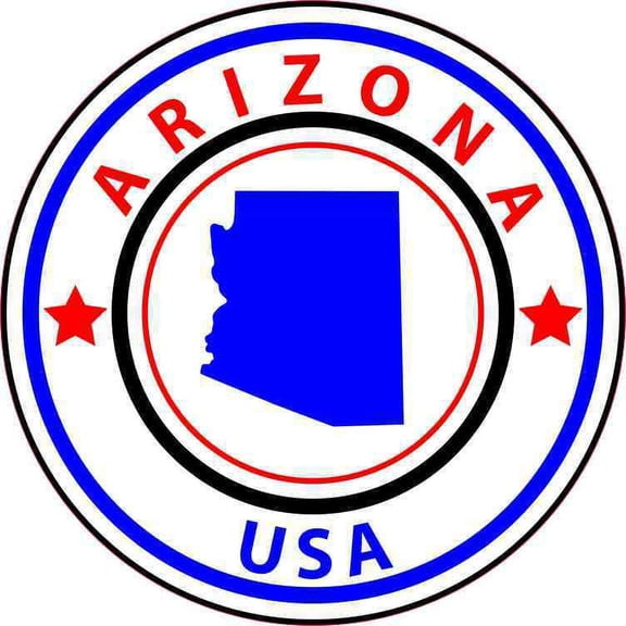 5in x 5in State Circle Arizona Sticker Vinyl Bumper Sticker Sign Decal