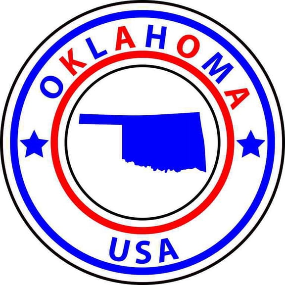 5in x 5in State Circle Oklahoma Sticker Vinyl Bumper Sticker Sign Decal