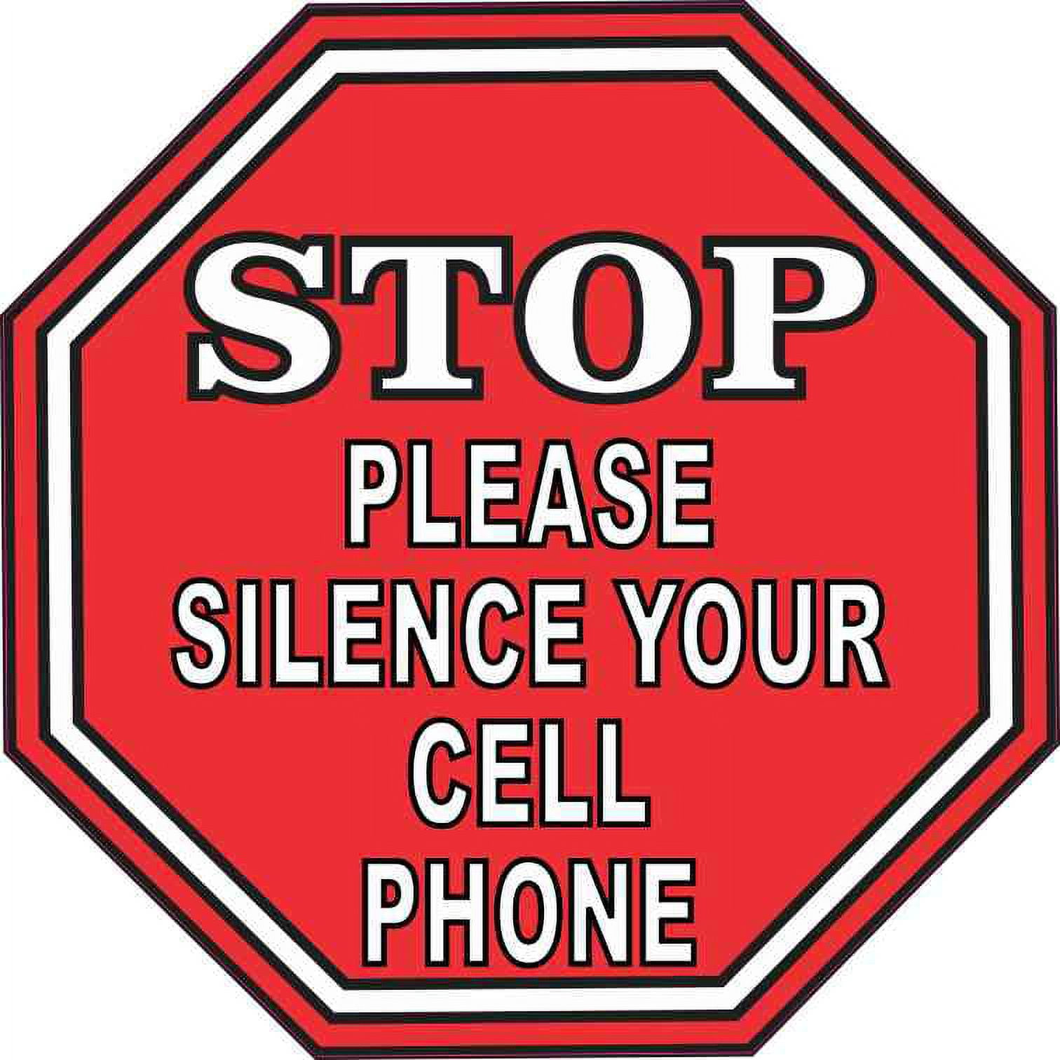 Stop Phones Sign 5in x 5in Stop Please Silence Your Cell Phone Sticker Vinyl Sign Decal ...