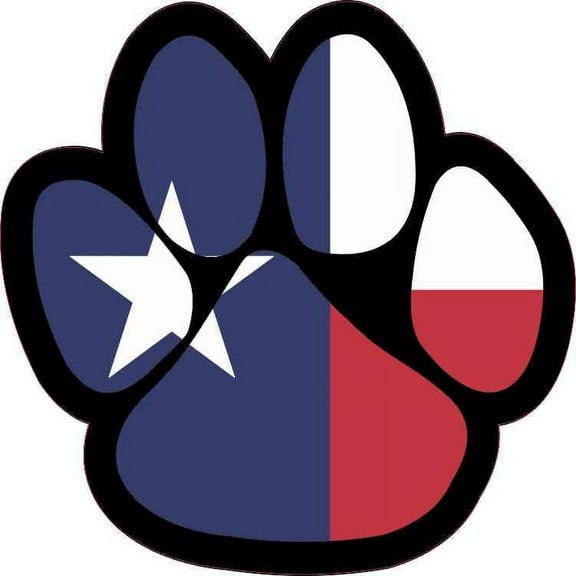 5in x 5in Texas Flag Paw Print Sticker