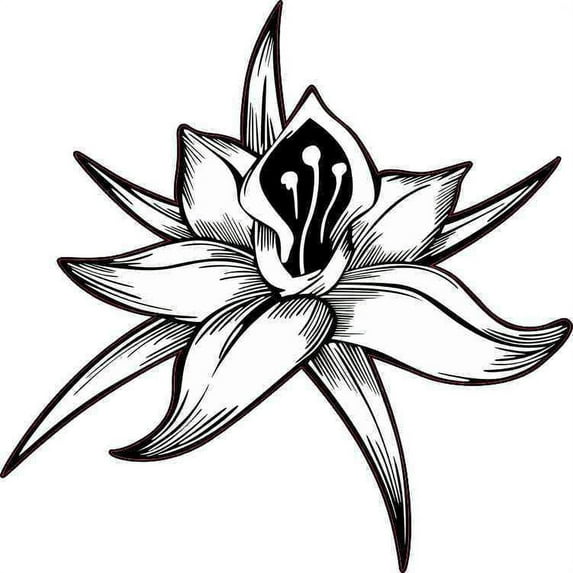 5in x 5in White Flower Sticker
