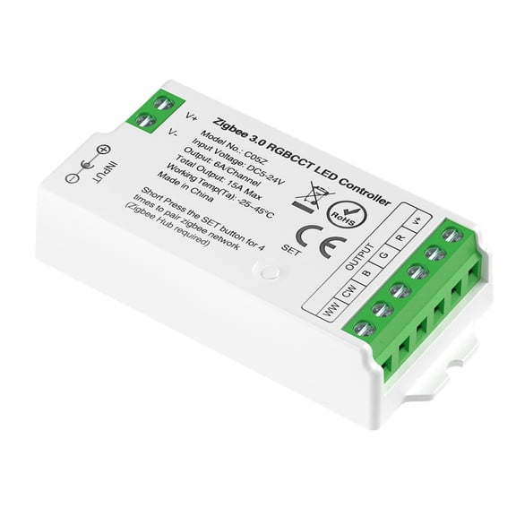 5in1 LM052 Tuya Zigbee3.0 LED Controller Support Dimming CCT RGB RGBW RGBCCT PWM LED Strip Compatible with Echo Plus/4th Gen, Philip Gateway Work with WR01RF WR02RF etc