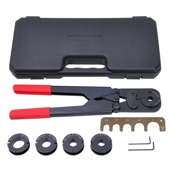 Yescom 5-in-1 PEX Crimping Tool PEX-a Repair Kit for 3/8" 1/2" 5/8" 3/4" 1" Copper Rings Pipe Crimper