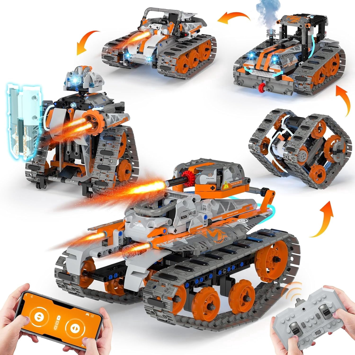 5in1 STEM Building Toys for Kids 14+, Remote & APP Controlled Mech ...