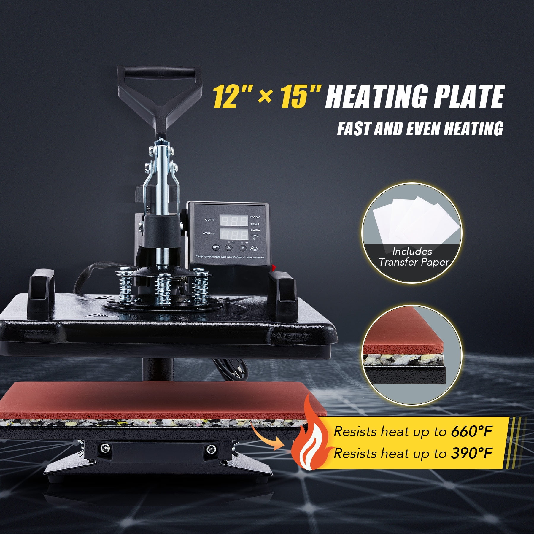 5in1 T Shirt Heat Press Machine 12x15 Professional Heat Press for Clothes & More