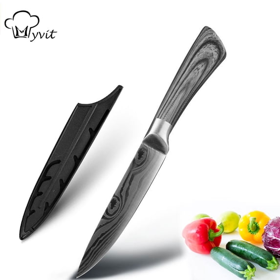 5inch Japanese Utility Knife Kitchen Chef Knife Shrap High Carbon Steel Damascus Laser Paring Knife with Cover Cooking Tool