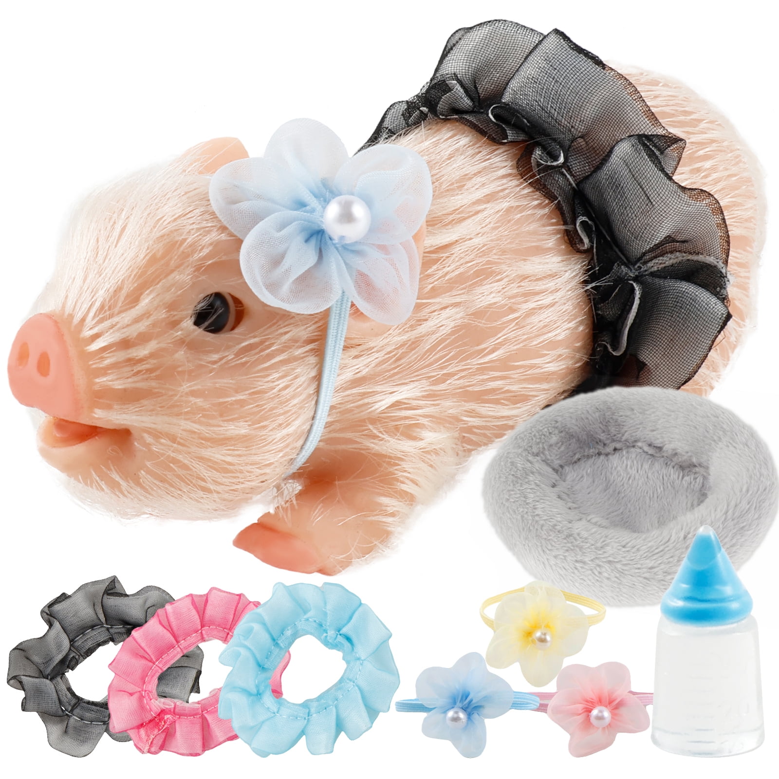 Pluokvzr Silicone Pig Doll Mini Realistic Reborn Pig Gift Toy for Baby