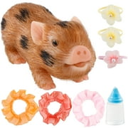 5inch Realistic Silicone Pig Toys,Realistic Baby Dolls Stretchy Fake Animals Body Mini Silicone Baby Dolls,Lifelike Piggy Soft/Chubby Little Pig, Christmas,Valentines Day Giving for Kids/Her