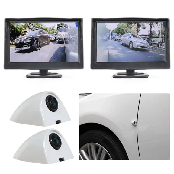 5inch TFT LCD Monitor Backup Camera System, Side View Camera Kit, Blind Spot Monitoring Camera for Car Bus Truck