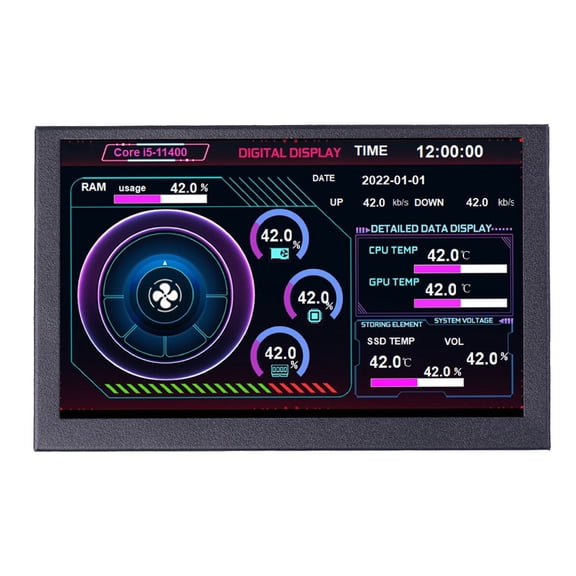 5inch USB Screen CPU Data Monitors Computer Temperature Display USB C 800x480 Sub Screen