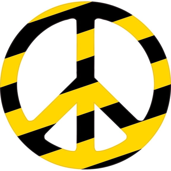5inx 5in Caution Peace Symbol Bumper Sticker Decal Vinyl Window Stickers Decals