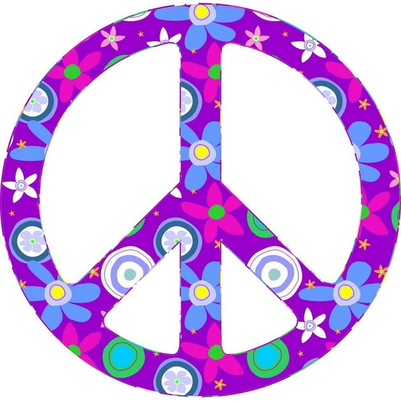 5inx 5in Flower Peace Symbol Poka Bumper Sticker Decal Vinyl Window Stickers Decals