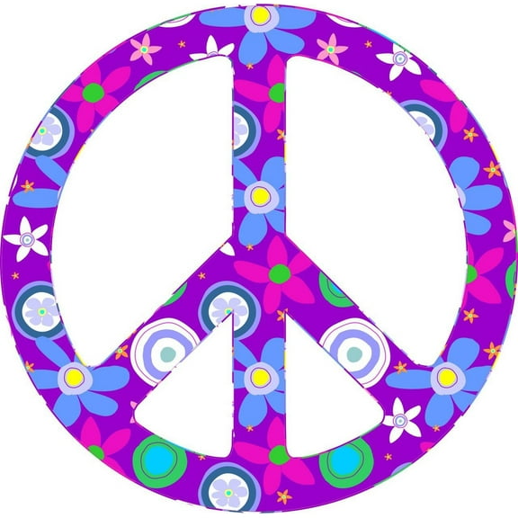 5inx 5in Flower Peace Symbol Poka Bumper Sticker Decal Vinyl Window Stickers Decals