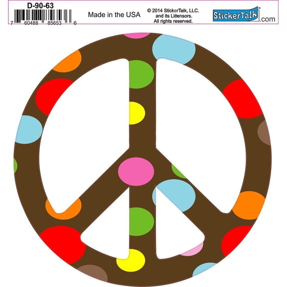 5inx 5in Polka Dot Peace Symbol Poka Bumper Sticker Decal Vinyl Window Stickers Decals