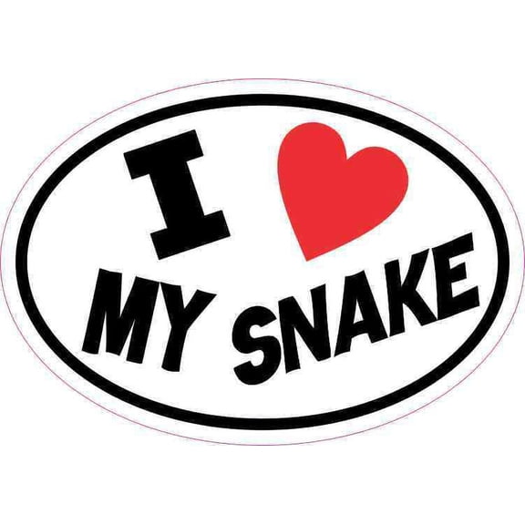 5inx3.5in Oval I Love My Snake Sticker Vinyl Animal Car Decal Cup Stickers