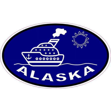 5inx3in Blue Oval Cruise Ship Alaska Sticker Vinyl Luggage Decal Stickers
