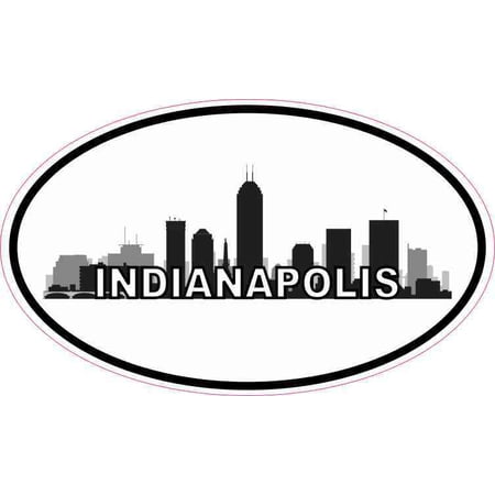 5inx3in Oval Indianapolis Skyline Sticker Vinyl Luggage Decal Ca