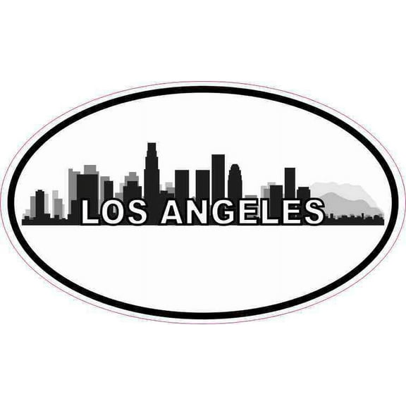 5inx3in Oval Los Angeles Skyline Sticker Vinyl Luggage Decal Car Stickers